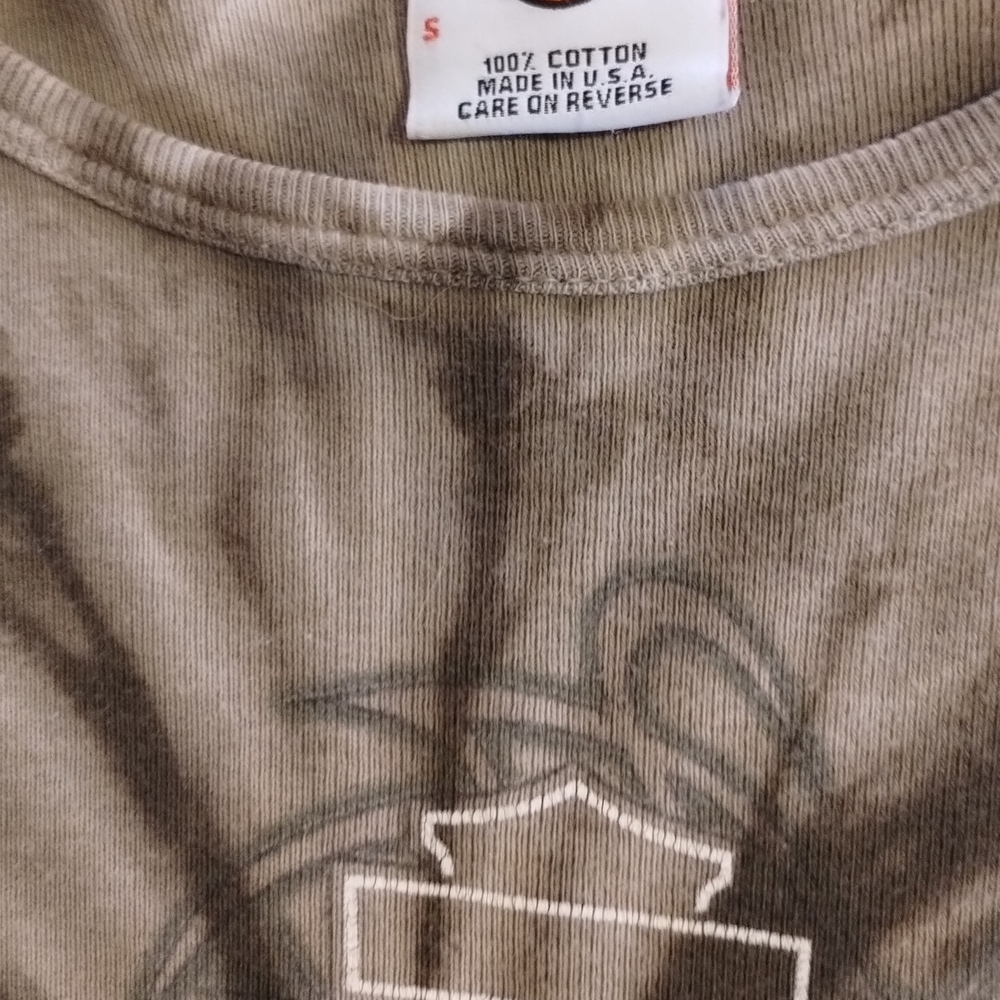 Harley-Davidson Long Sleeve Tie-Dye Tee - Olive and Brown - Picture 3 of 4